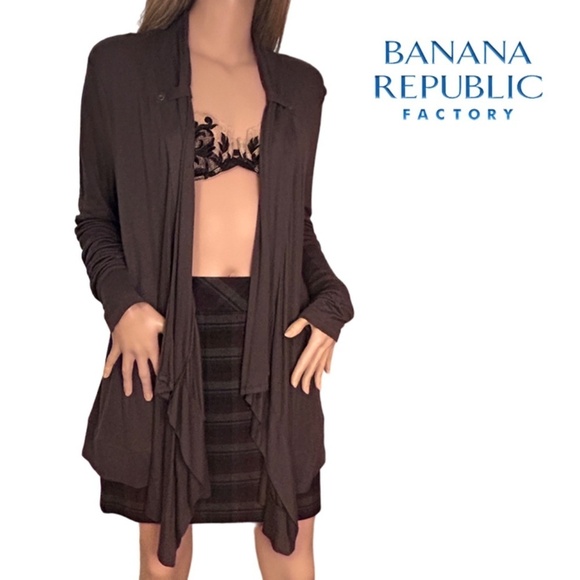 Banana Republic Modal Waterfall Sweater Open Front Cardigan Top Button Accents - Picture 1 of 15